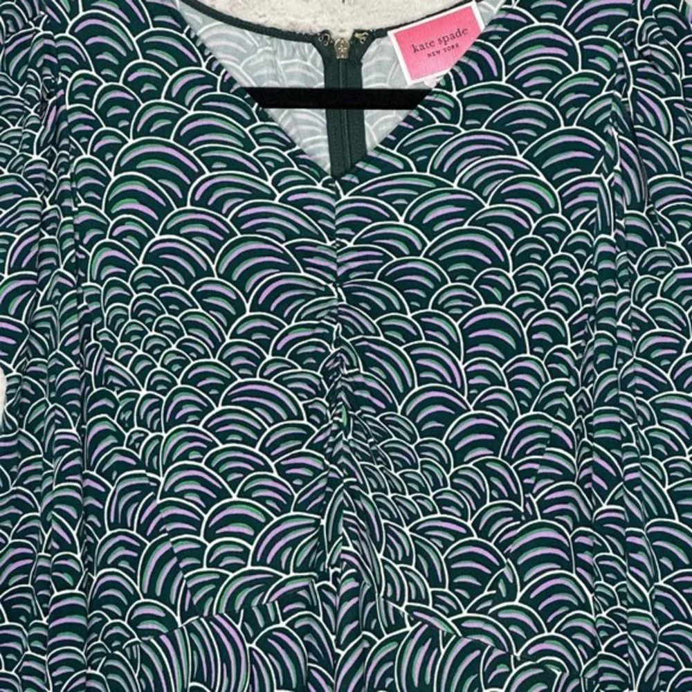 Kate Spade New York Party Bubbles V‎ Neck Long Sleeve Midi Dress Size 10